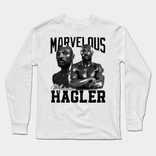 Marvelous Marvin Hagler Boxing Legend Signature Vintage Retro 80s 90s Bootleg Rap Style Long Sleeve T-Shirt